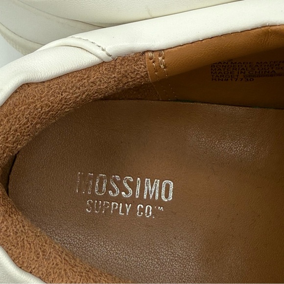 Mossimo Supply Co. Abbie Leather Slip On White Sneakers With Faux Fur Pompom - Picture 8 of 14